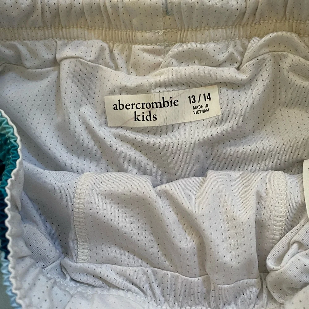 Abercrombie‎ Kids Boys’ Sz 13/14 Blue Wave Graphic Swim Trunks